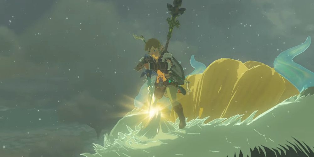 Link Pulling Master Sword from Light Dragon