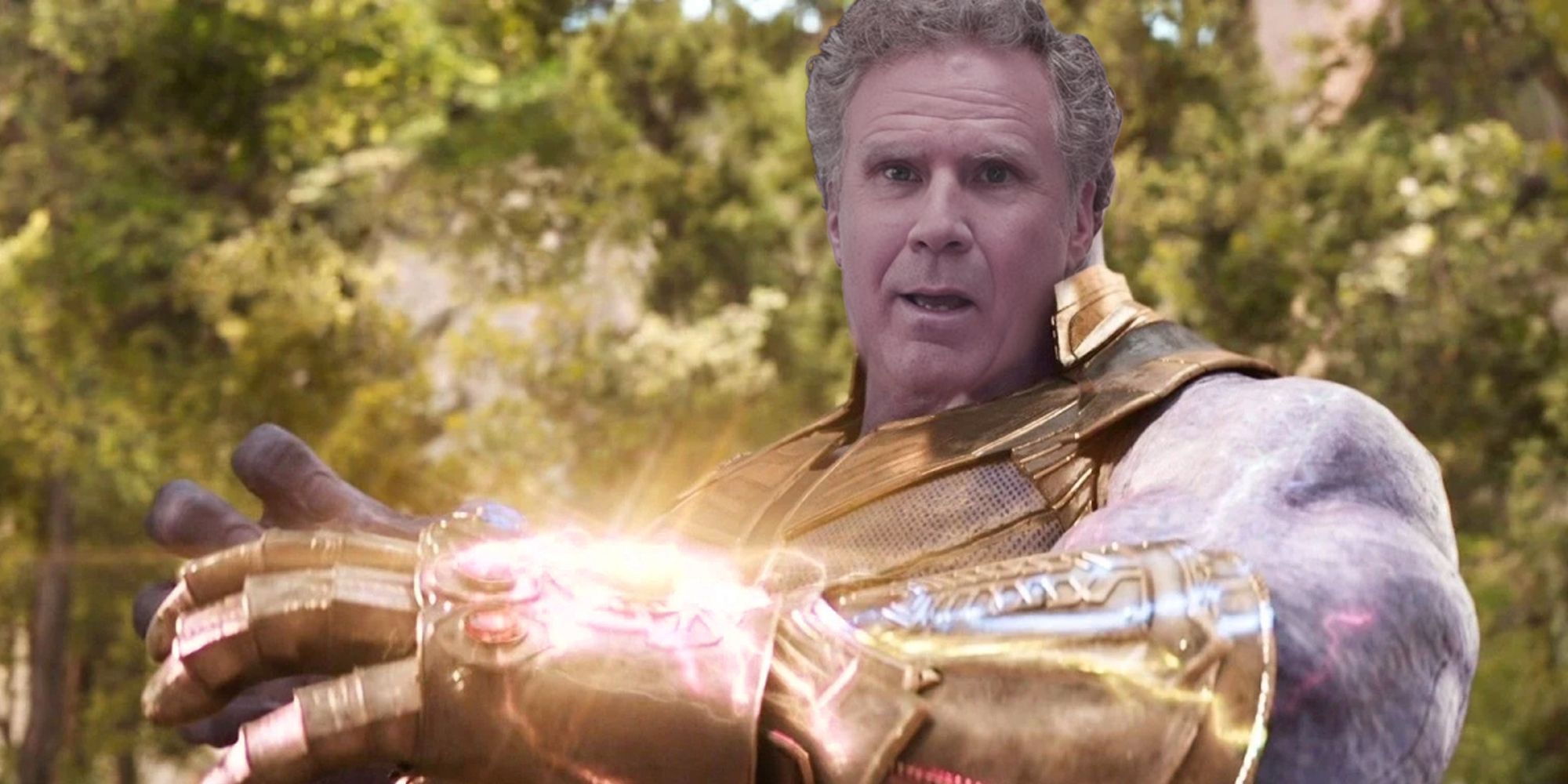 Will Ferrell as Thanos with the Infinity Gauntlet