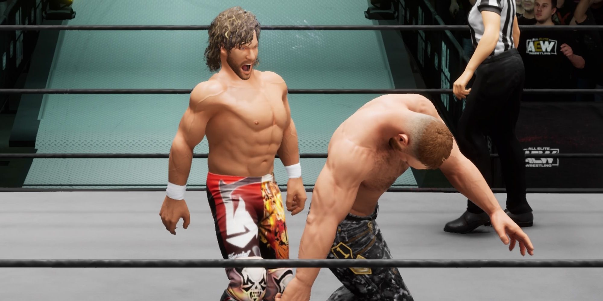 Kenny Omega is able to easily land a signature move and set up Jon Moxley for a finisher in AEW Fight Forever with a high Momentum Rate skill.