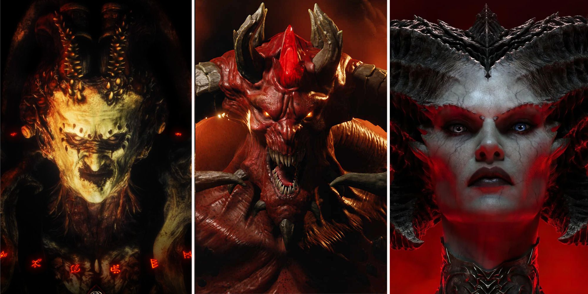 Most Terrifying Demons in the Diablo Universe split image of close ups of demons