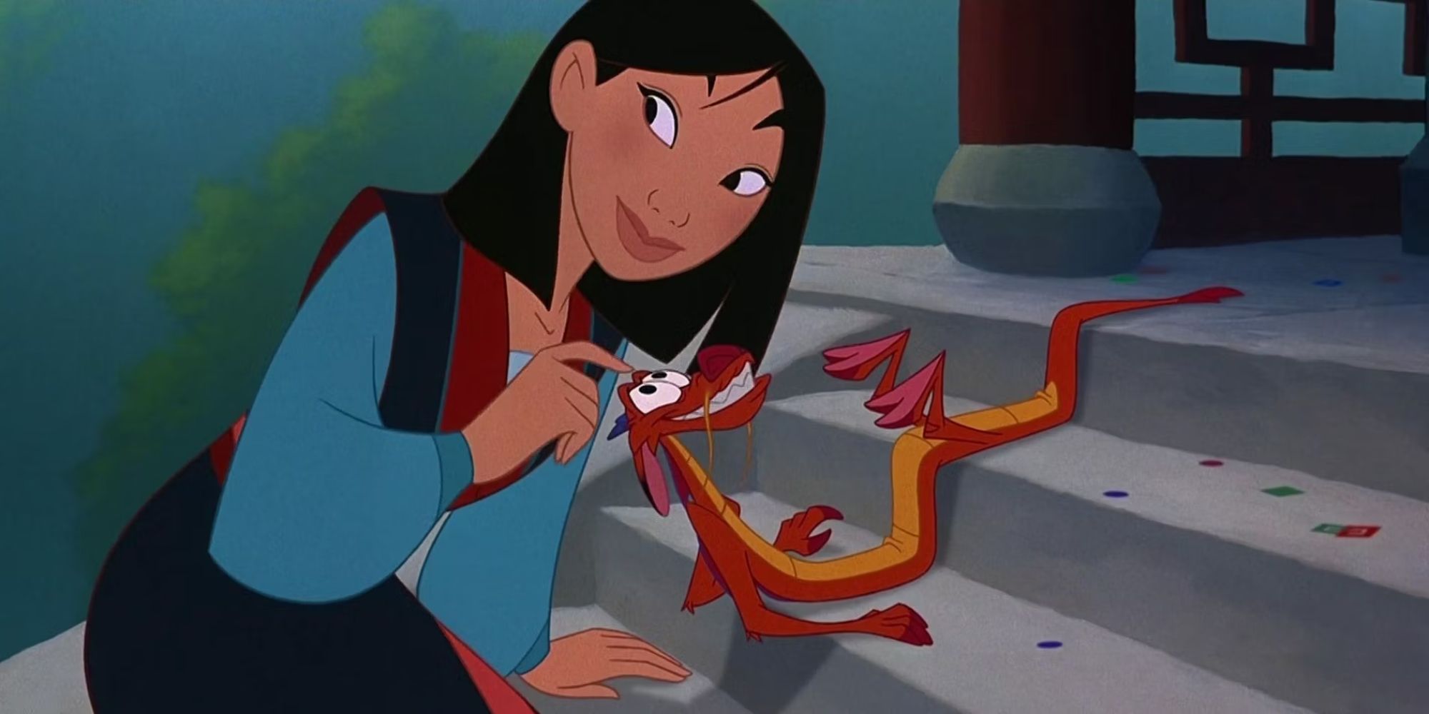 Mulan Shot Of Tapping Mushu's Head