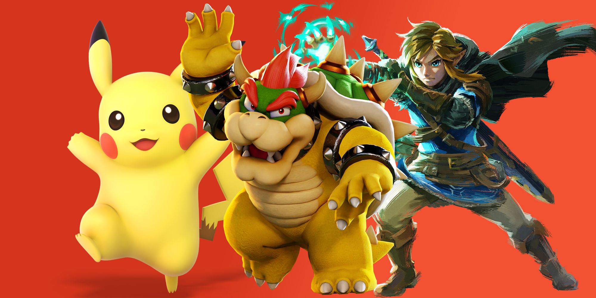 Pikachu, Bowser, and Link