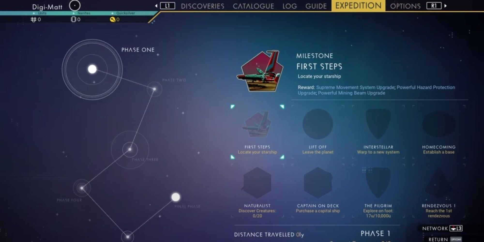 No Man's Sky: The Expedition Milestone Rewards In The Expedition Menu