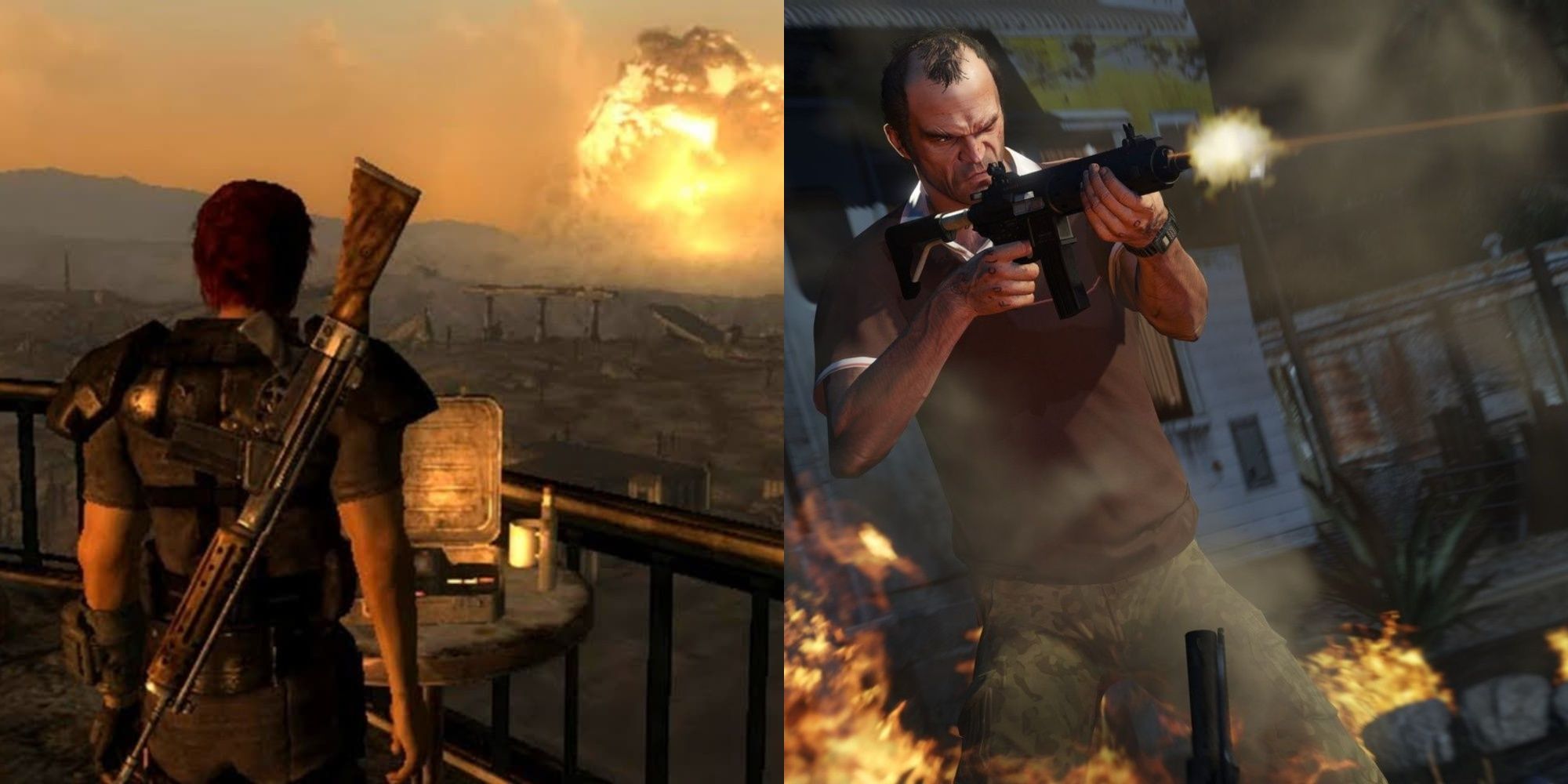 Open World Games Where You Can Be Evil Featured Split Image Fallout 3 and Grand Theft Auto 5