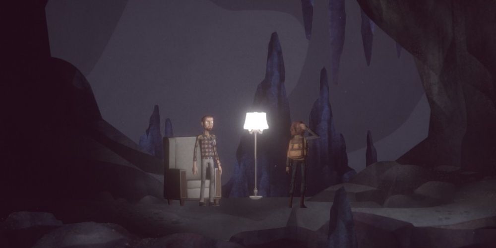 riley poverly talks to a vision of her father in the caves below charity point in oxenfree 2: lost signals