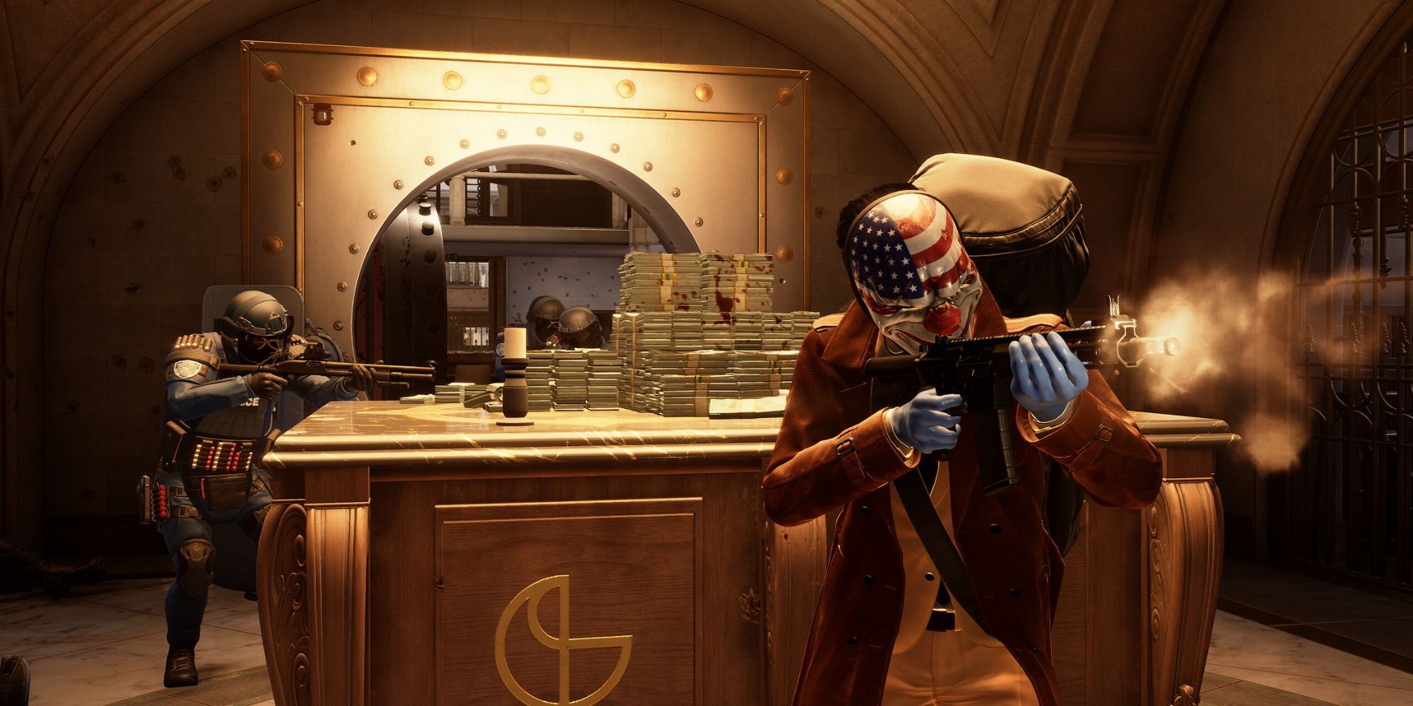 Hoxton protecting some bank money in Payday 3.