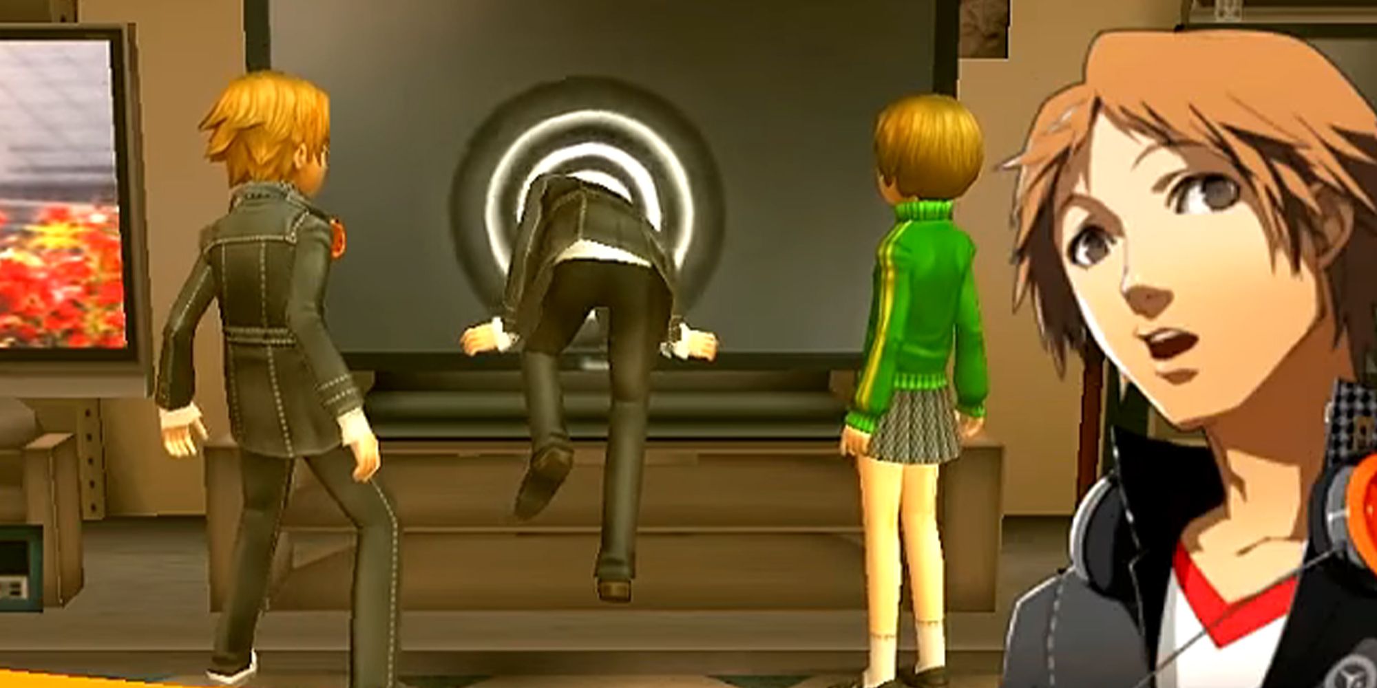 Persona 4 character getting sucked into a TV