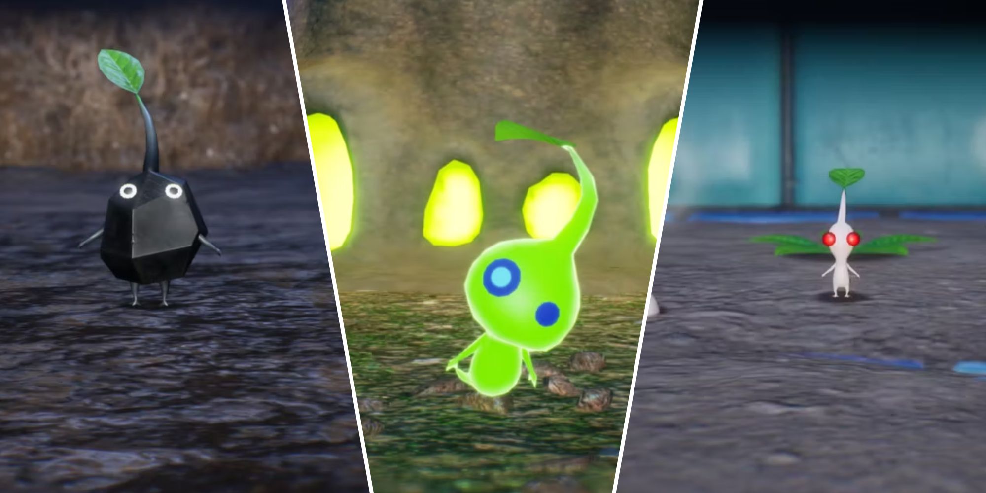 Pikmin types like Rock Glow and White