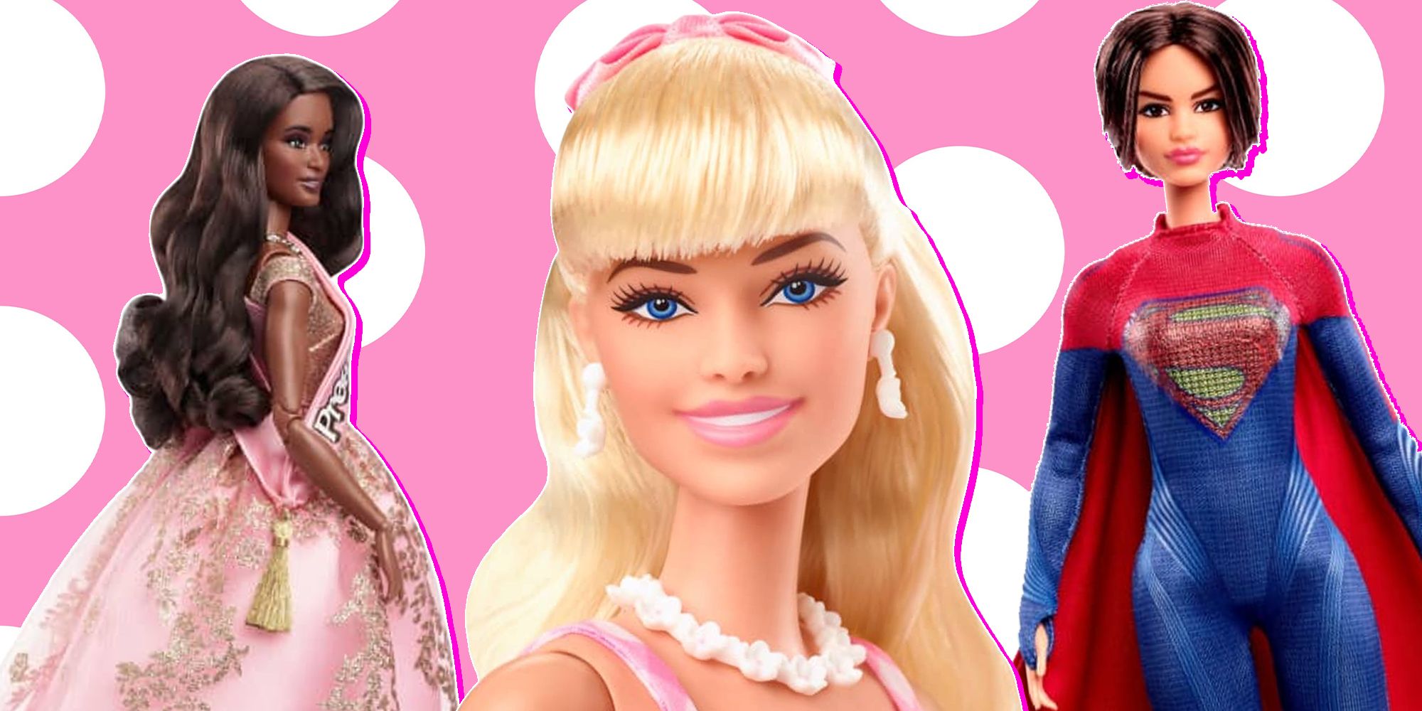 president margot robbie and supergirl barbie dolls