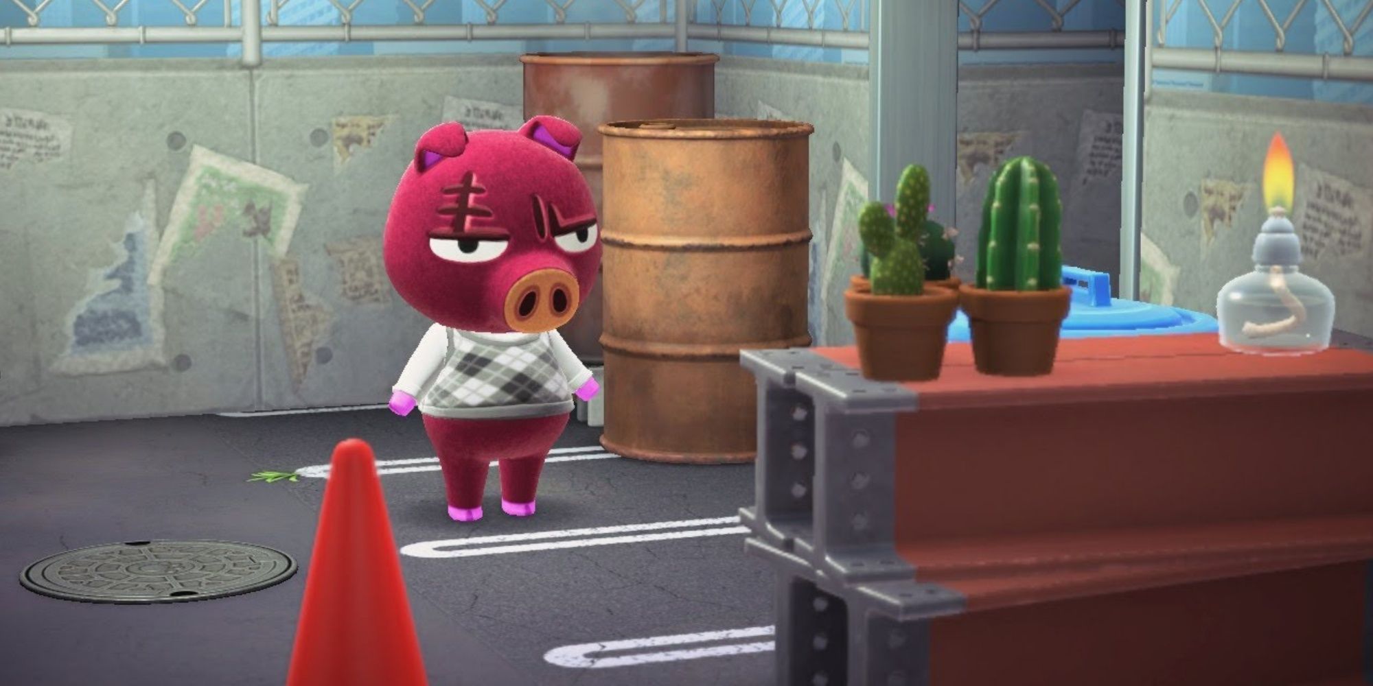 Rasher in his house in Animal Crossing New Horizons