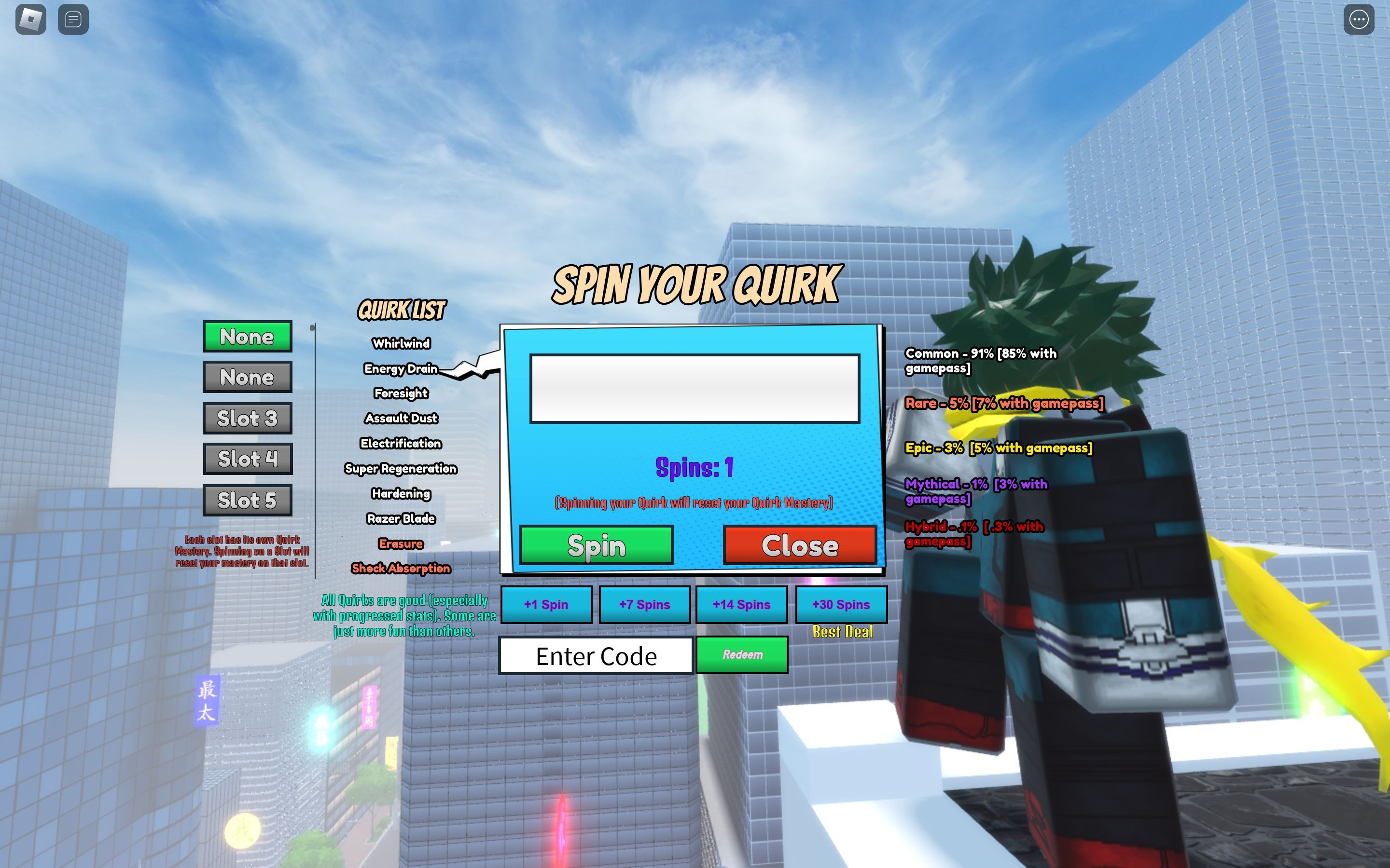 Era Of Quirks Codes Roblox