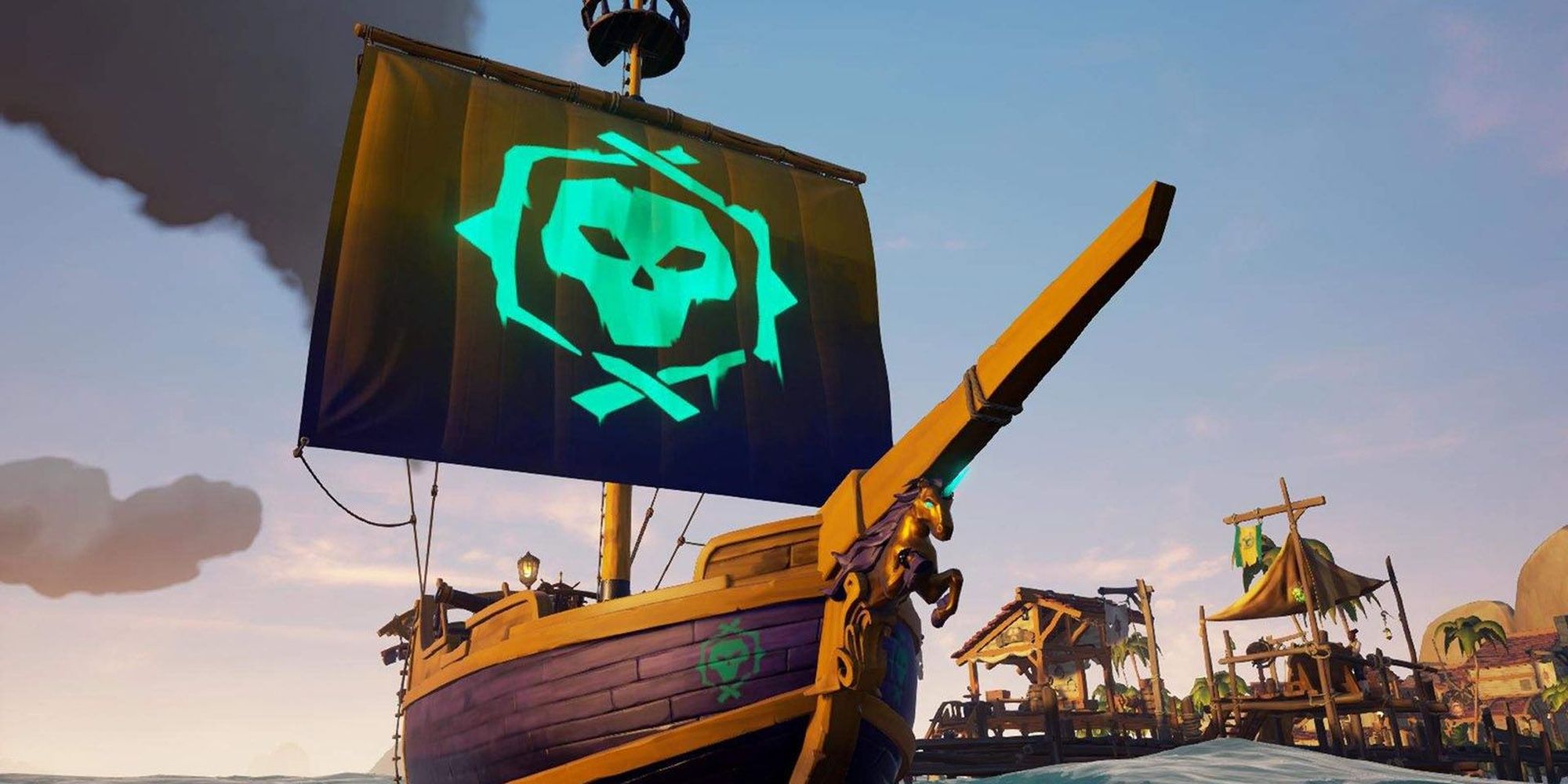 Sea Of Thieves: Sloop With Skull Decal On Its Sails