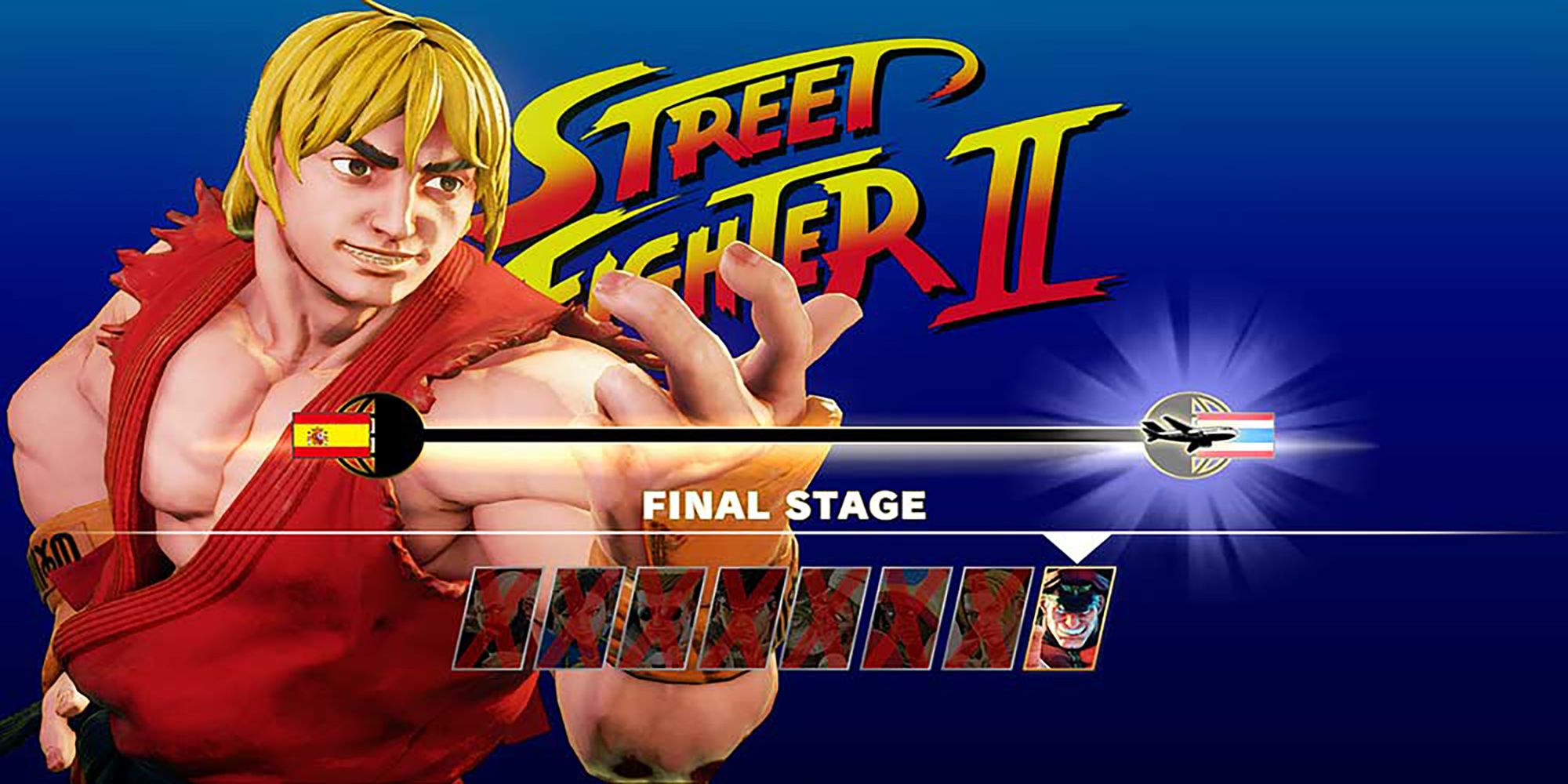 Ken pursues a Street Fighter 2 themed arcade ladder in Street Fighter 5: Arcade Edition.
