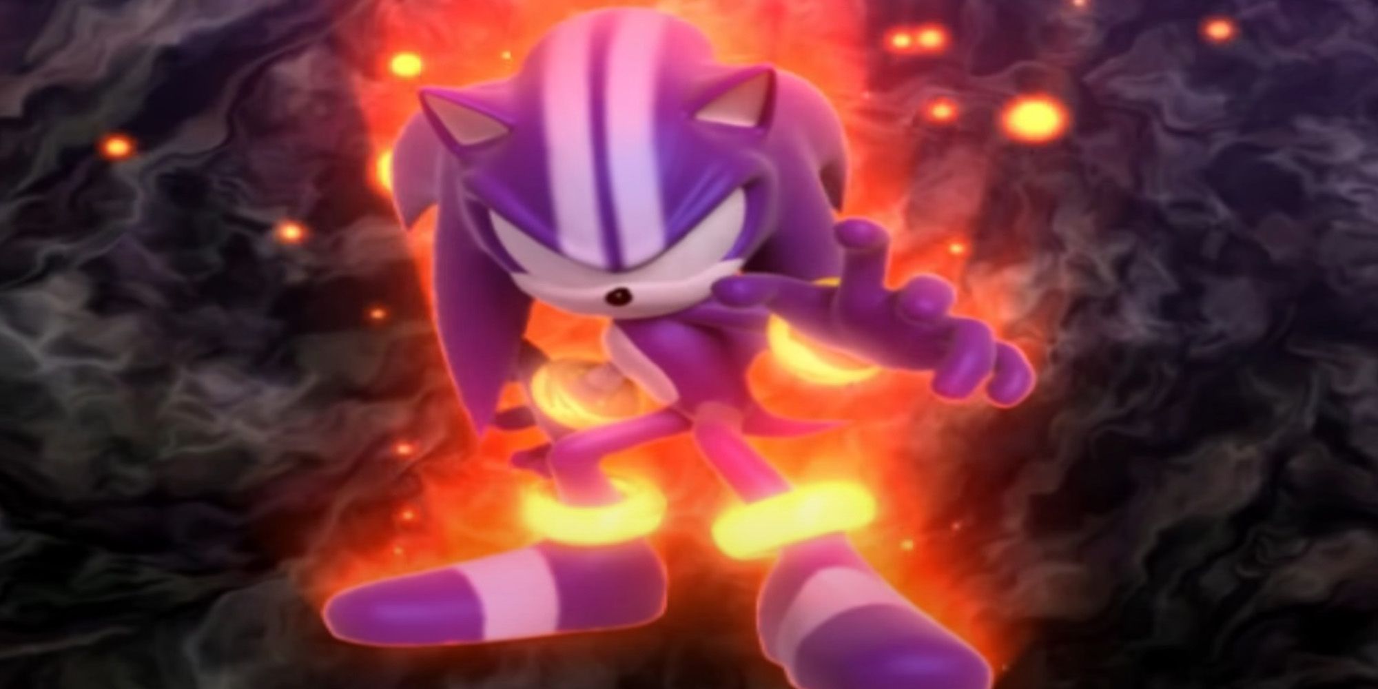 Sonic And The Secret Rings - Darkspine Sonic Surrounded By Fire While He Prepares For Battle