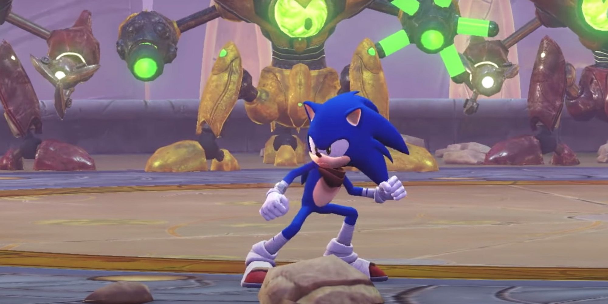 Sonic Boom: Rise Of Lyric - Sonic Preparing To Fight While Surrounded By Robots