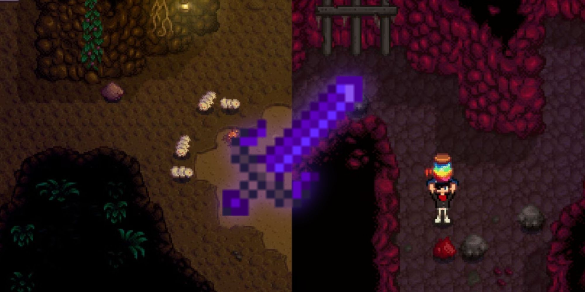 Stardew Valley Galaxy Sword over cave levels