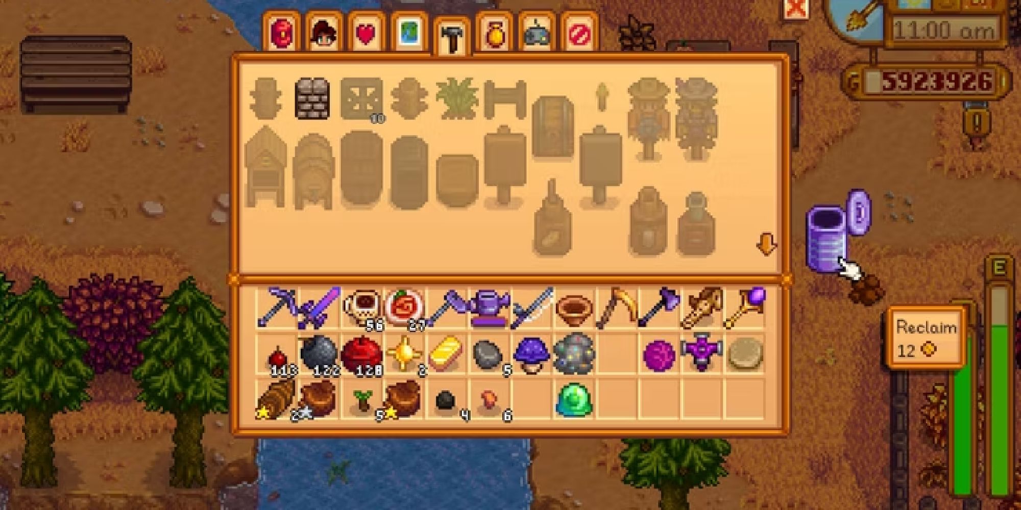stardew valley inventory trash can highlighted