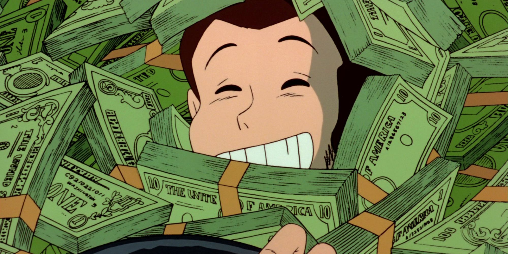 The Castle of Cagliostro Screenshot Of Lupin 3 Covered In Money