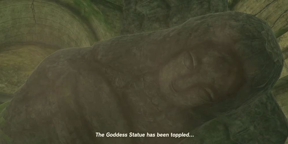 The Goddess Statue Toppled Over from Tears of the Kingdom