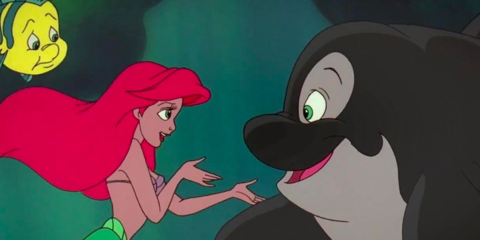 The Little Mermaid TV Show - Flounder, Ariel, and a Whale Friend