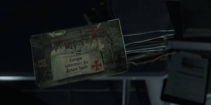 A photo of a group of scientists that worked for Umbrella Corporation.