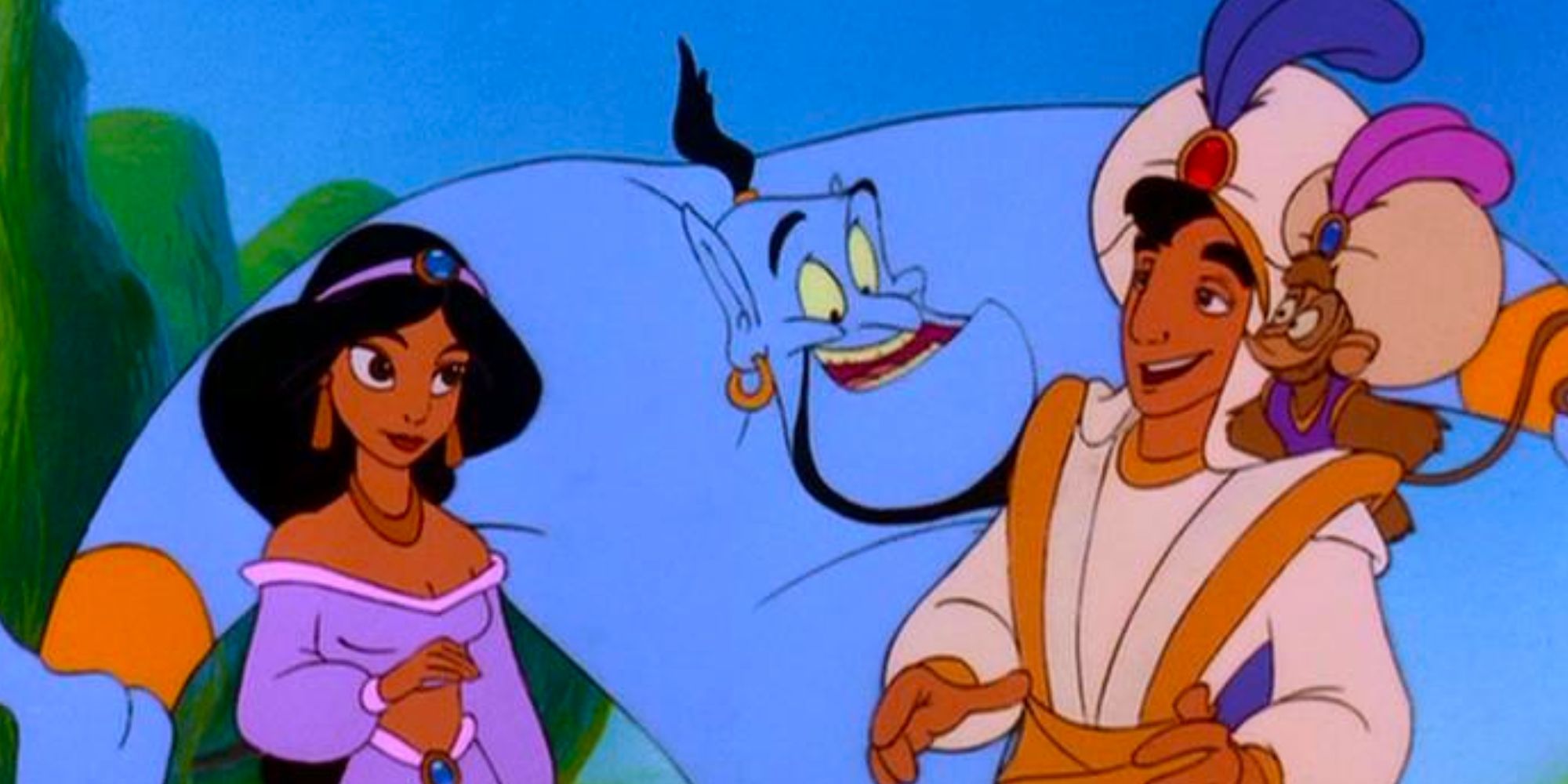 Aladdin: The Return of Jafar - Jasmine, the Genie, Aladdin με το κοστούμι της πριγκίπισσας του και ο Abu