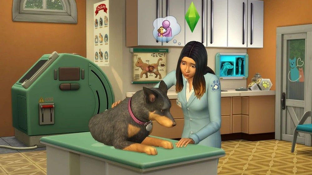 the sims 4 dog at the vet being examined-1