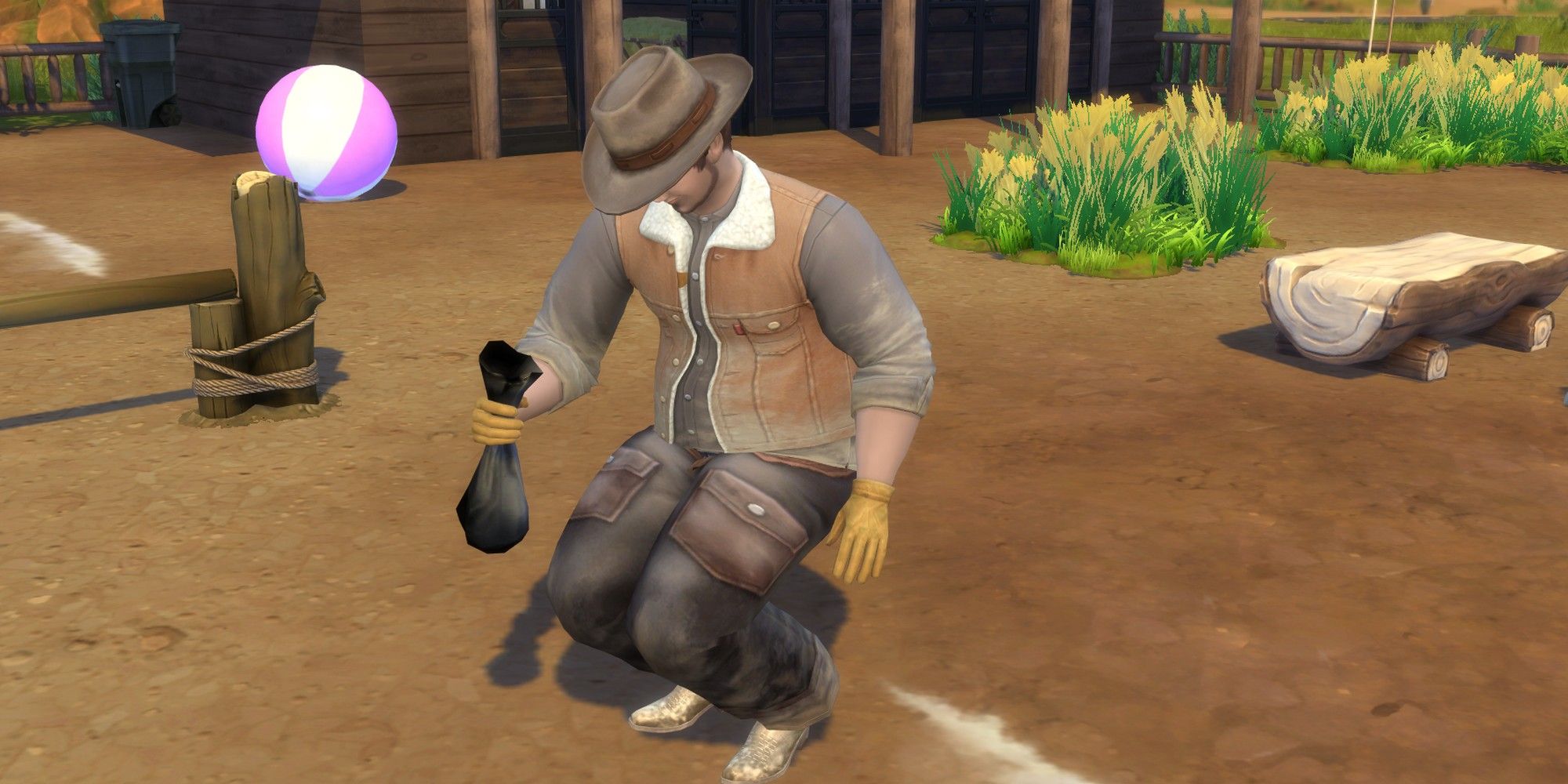 the sims 4 horse ranch ranch hand collecting manure