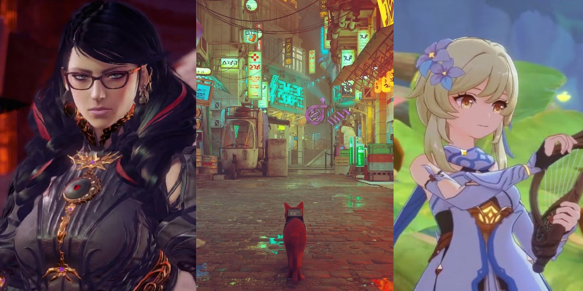 Games That Take Place Over More Than 1000 Years Featuring Cereza from Bayonetta, Stray, and Lumine from Genshin Impact