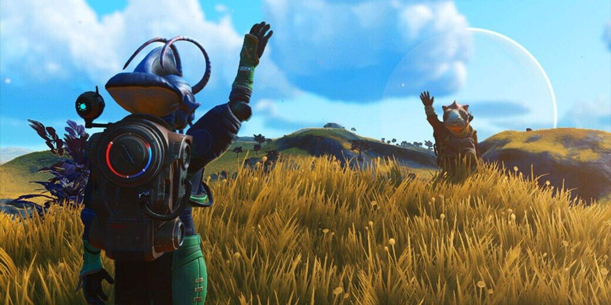 No Man's Sky: Two Players Waving To Each Other