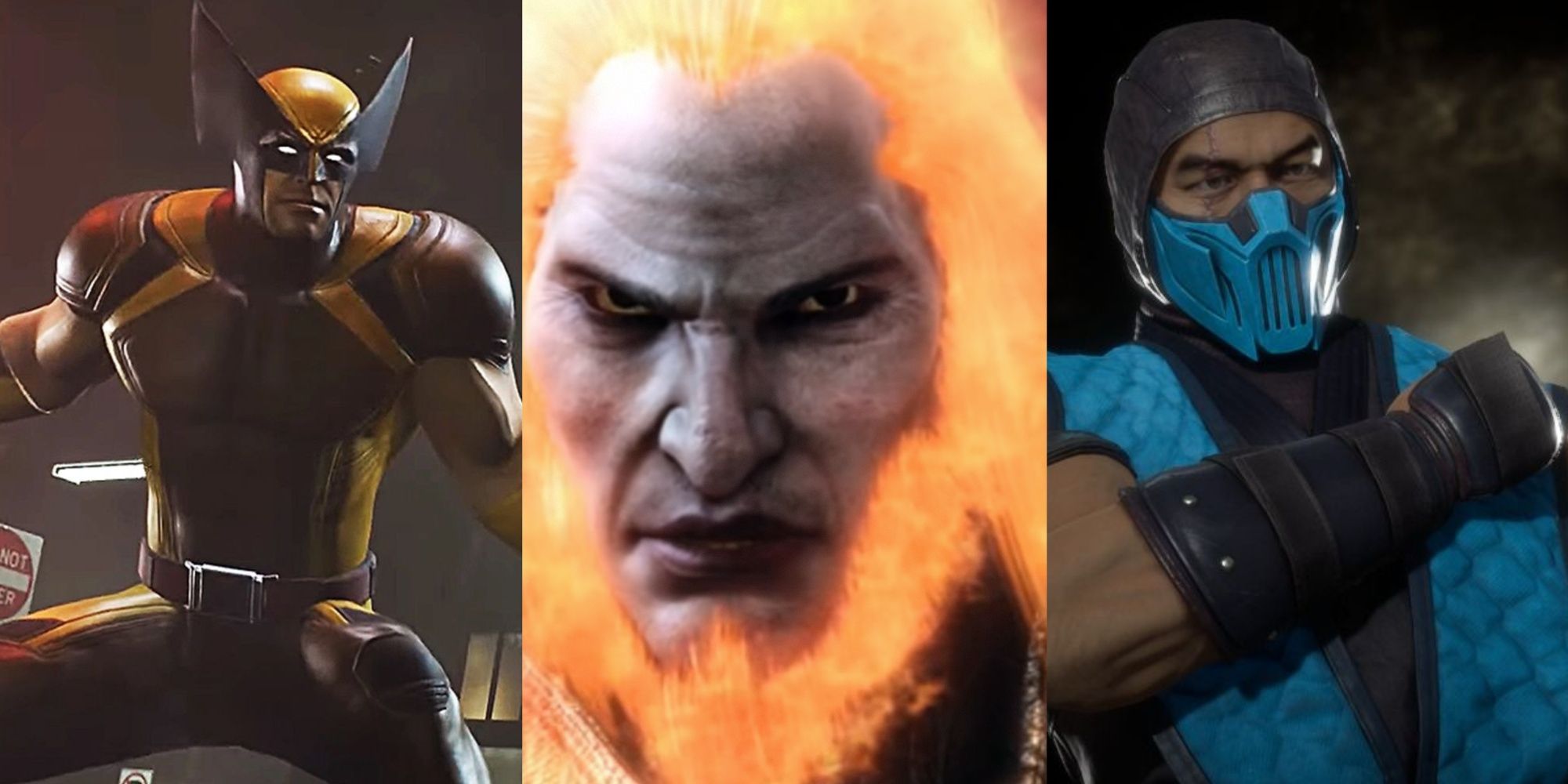 Wolverine from Marvel's Midnight Suns, Ares from God of War, and Sub-Zero from Mortal Kombat 11.