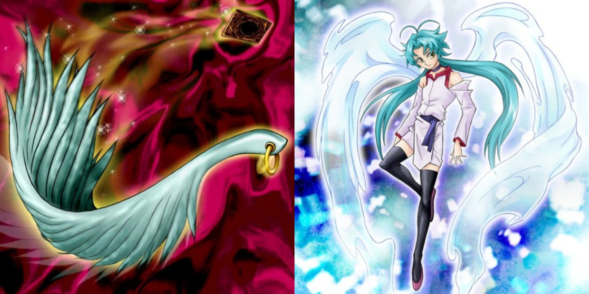 yugioh oldest metagame cards featured image with harpies feather duster and effect veiler card art
