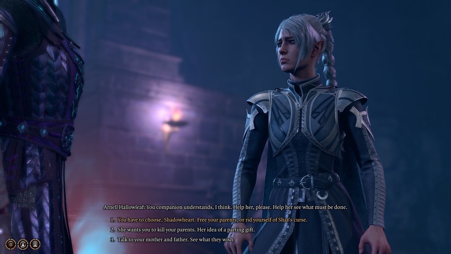Der Spieler sagt Shadowheart, dass sie über das Schicksal ihrer Eltern entscheiden soll