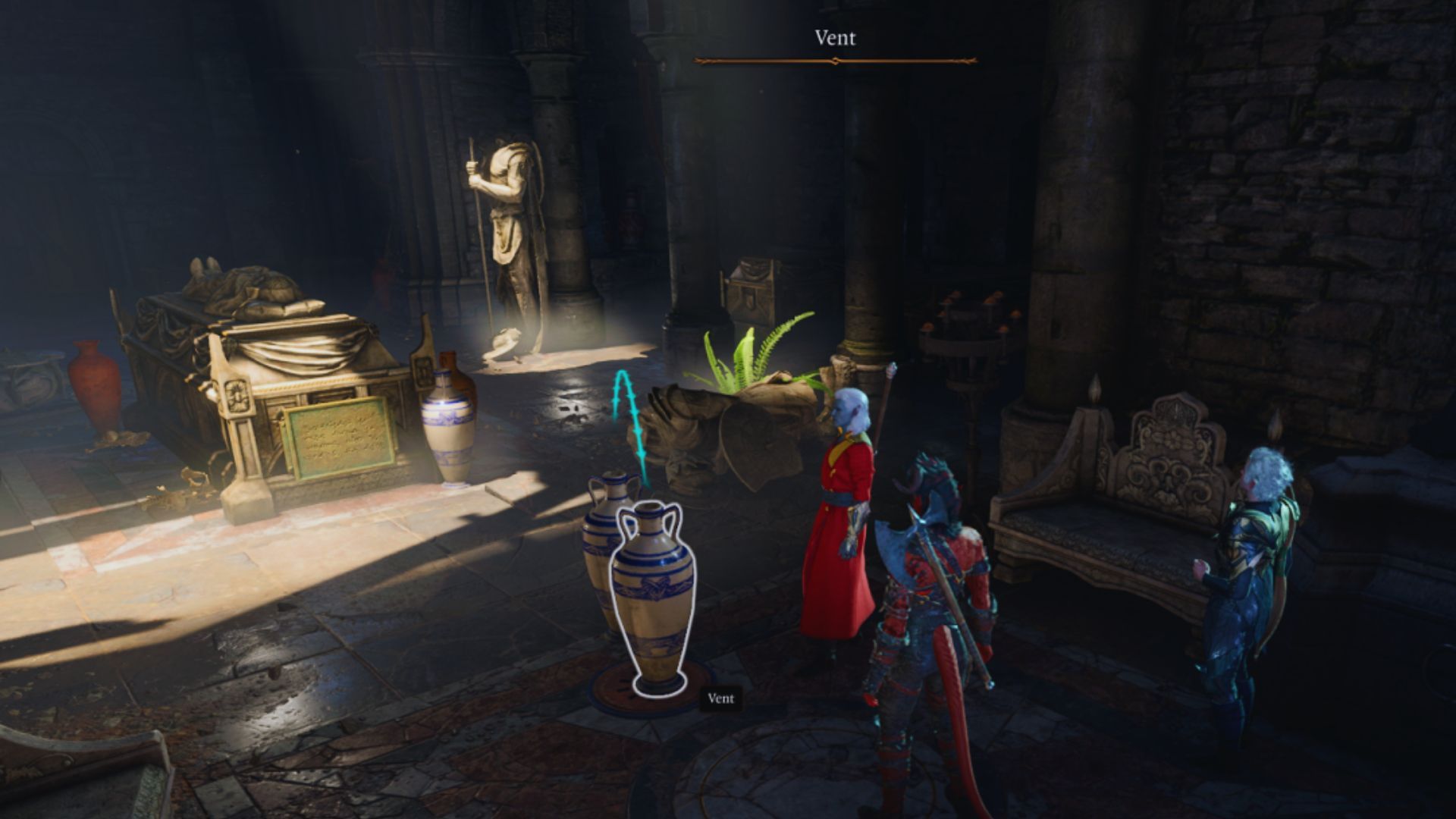 Baldur's Gate 3 - Player dragging a vase onto the oil vent traps