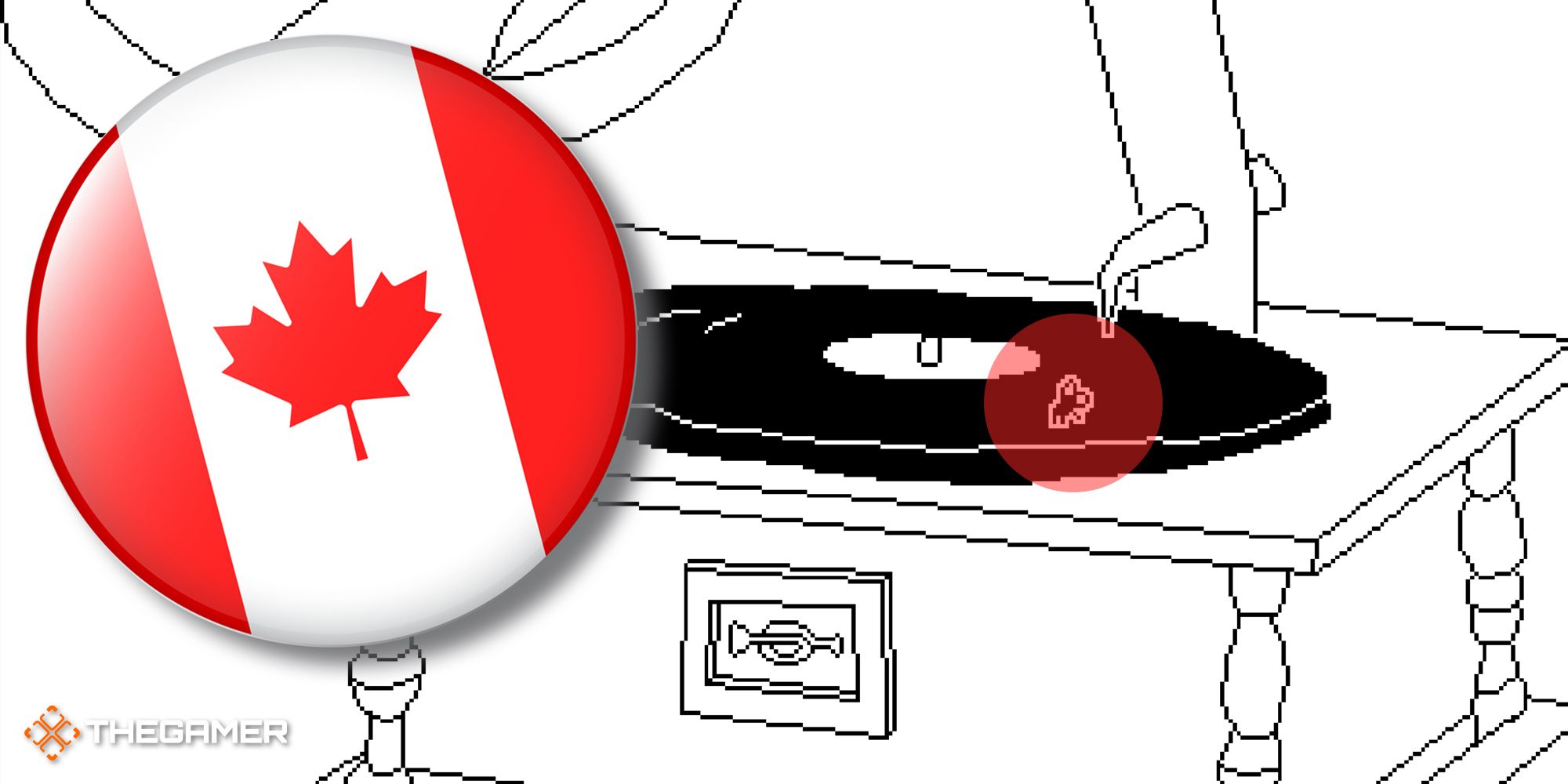 Record player from Time Flies with a Canadian flag