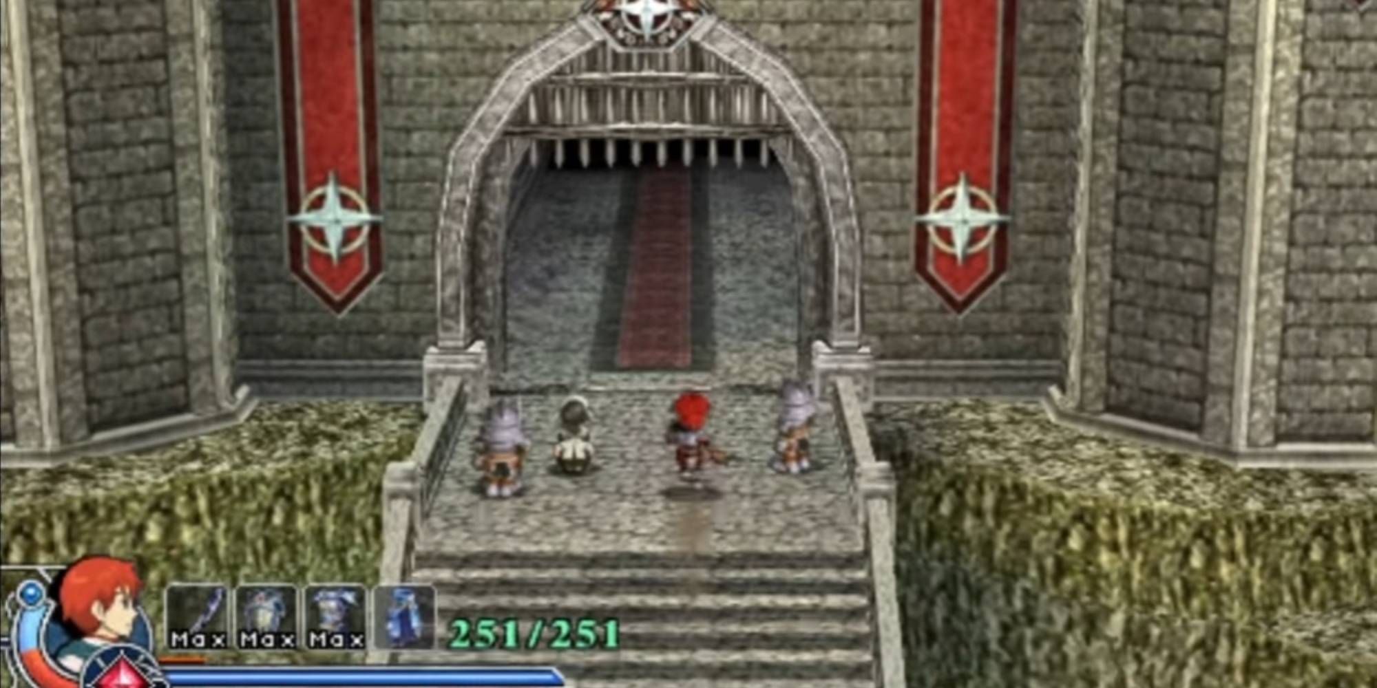 Adol approaching the Entrance of Valestein Castle in Ys Oath in Felghana