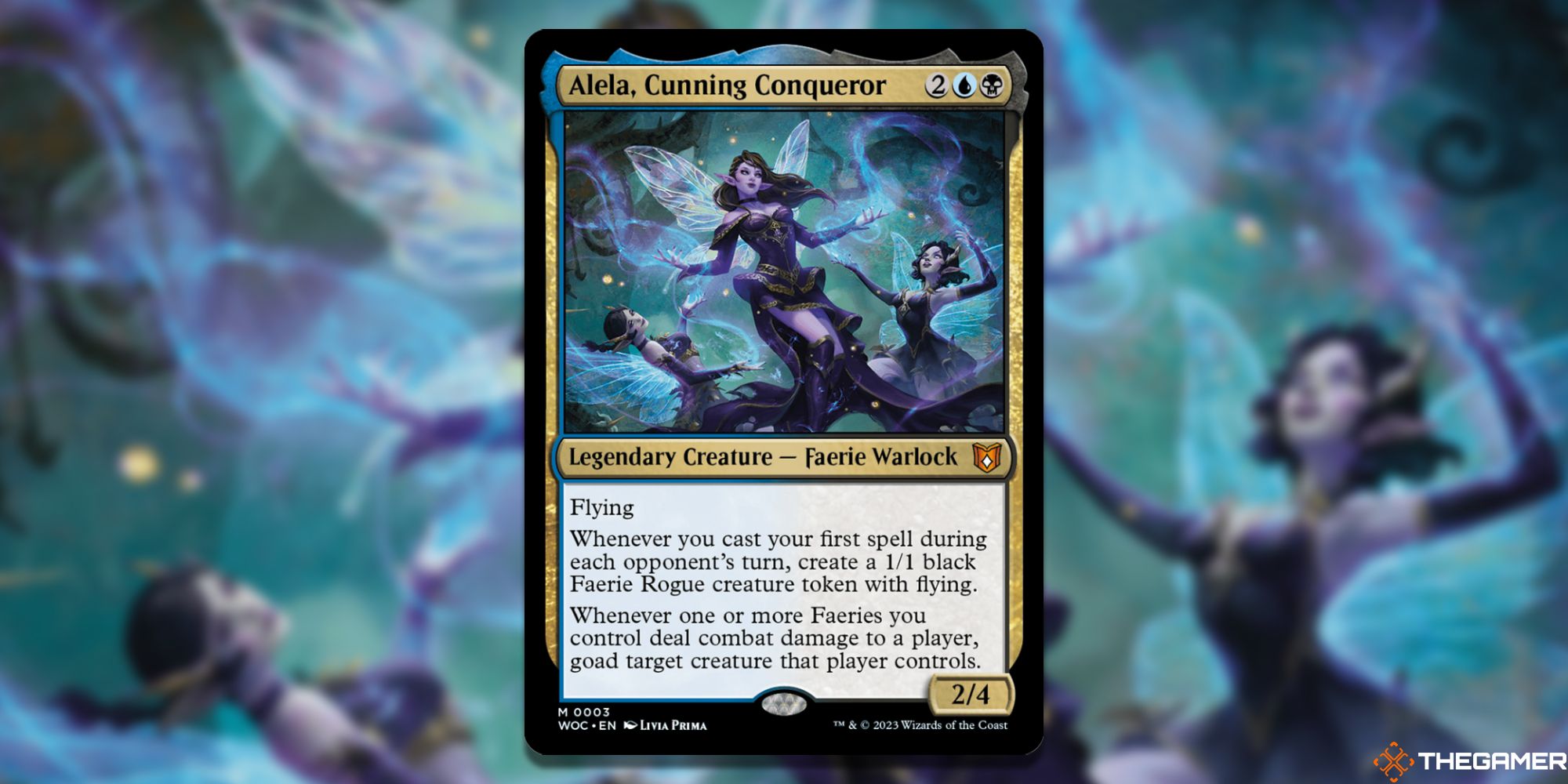 Image of the Alela, Cunning Conqueror card in Magic: The Gathering, with art by Livia Prima