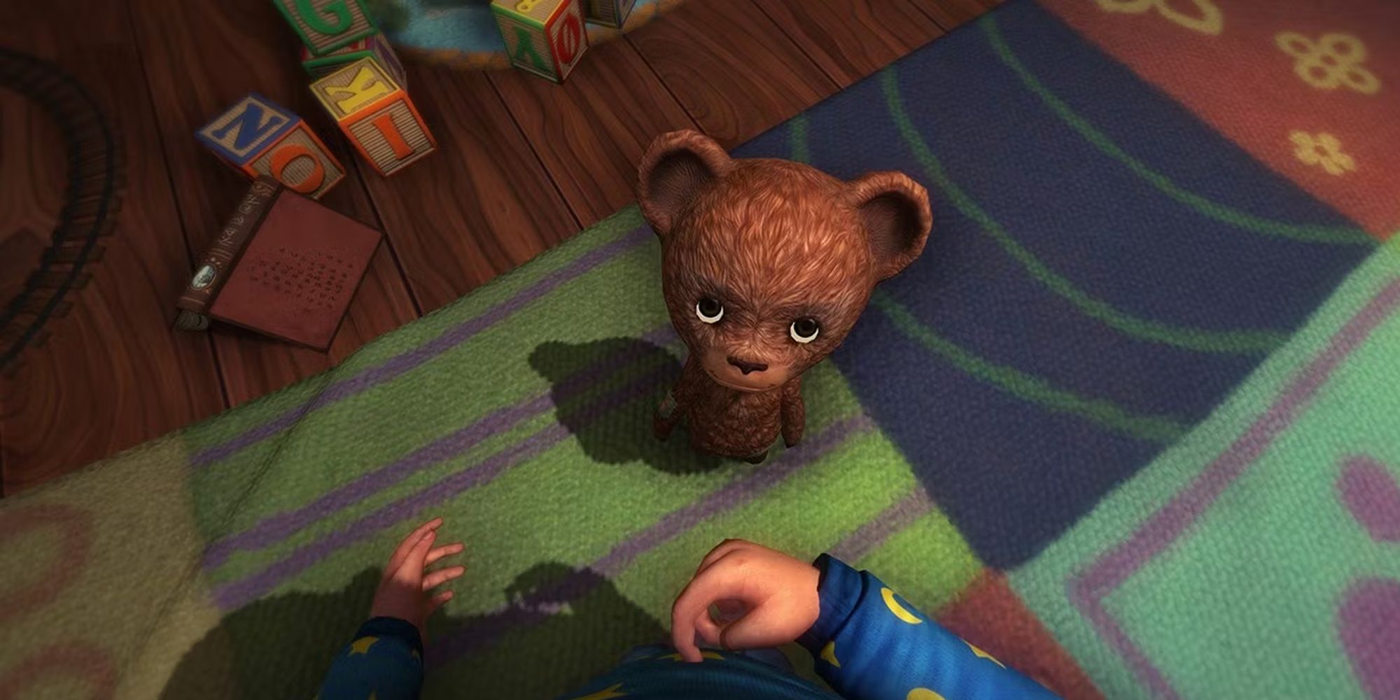 POV of the protagonist meeting Teddy in their room in Among The Sleep