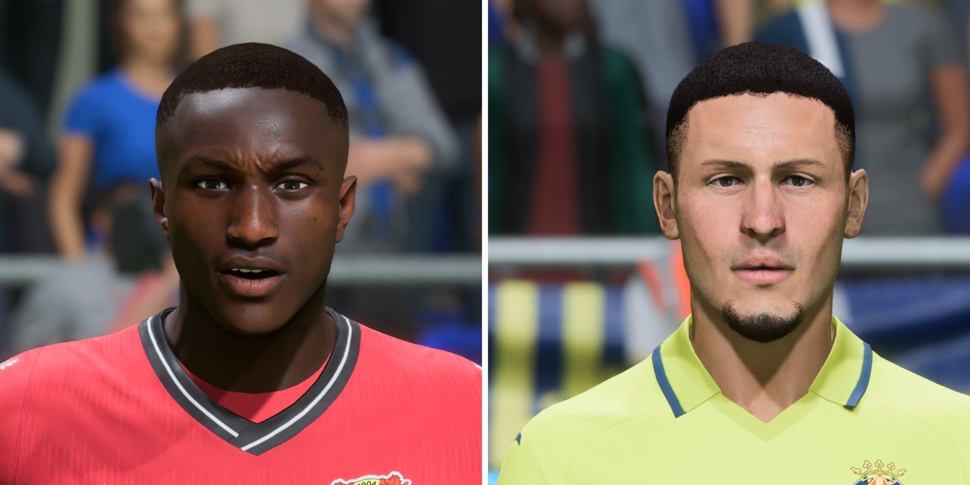 An image of Moussa Diaby and Yeremy Pino in FIFA 23
