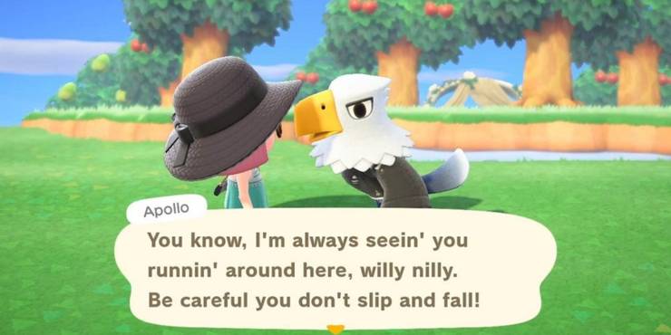 Apollo speaking to a player in Animal Crossing New Horizons