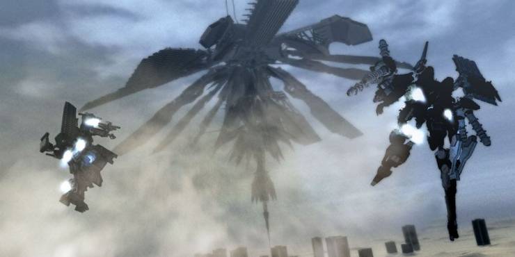 armored-core-for-answer-two-mechs-flying-towards-a-floating-fortress.jpg (740×370)