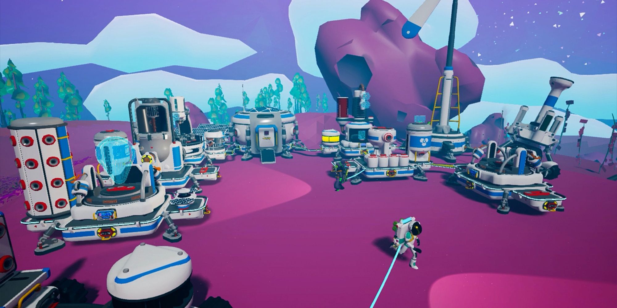 Astroneer: An Explorer With A Base That Contains Several Pieces Of Machinery