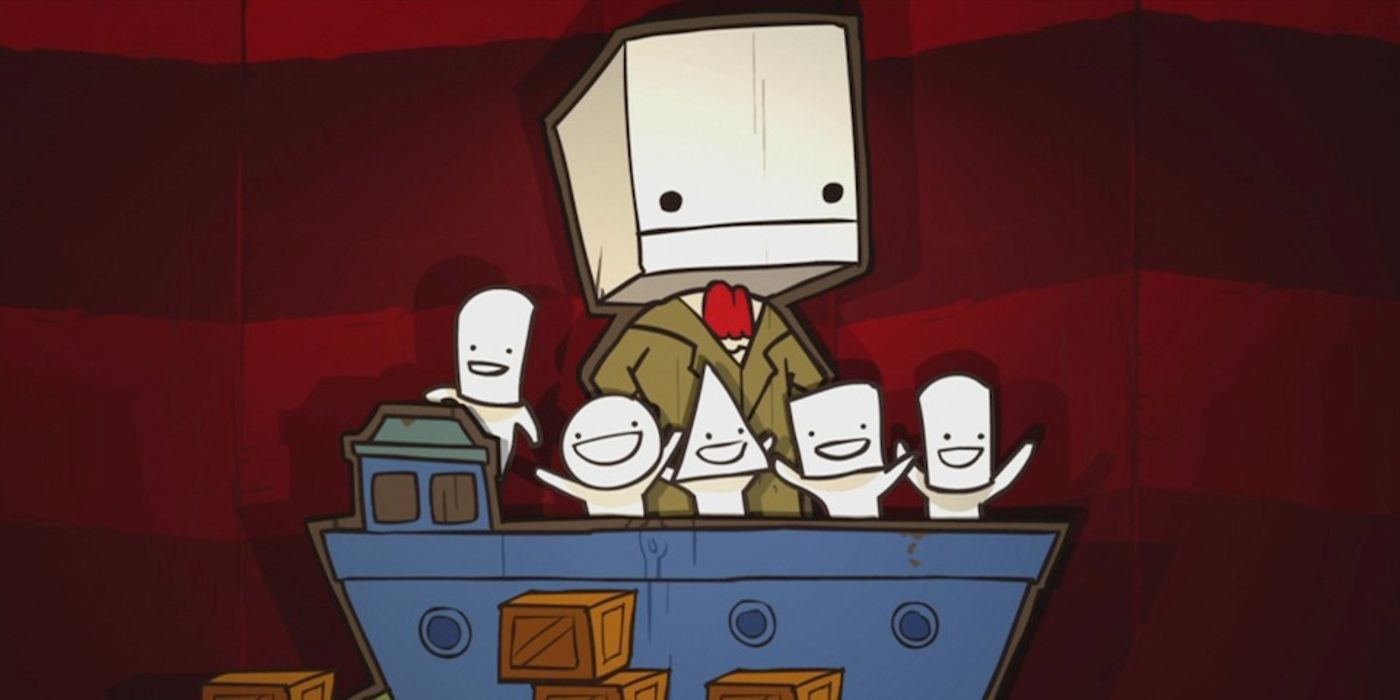 A Boat with several characters smiling in BattleBlock Theater.