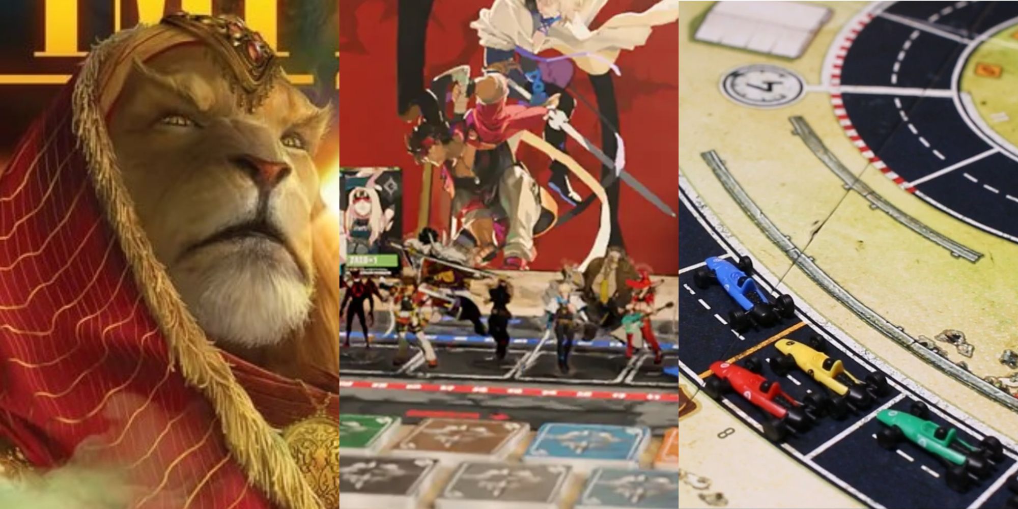 Collage image of board games Exceed, Twilight Imperium, and Pedal To The Metal.