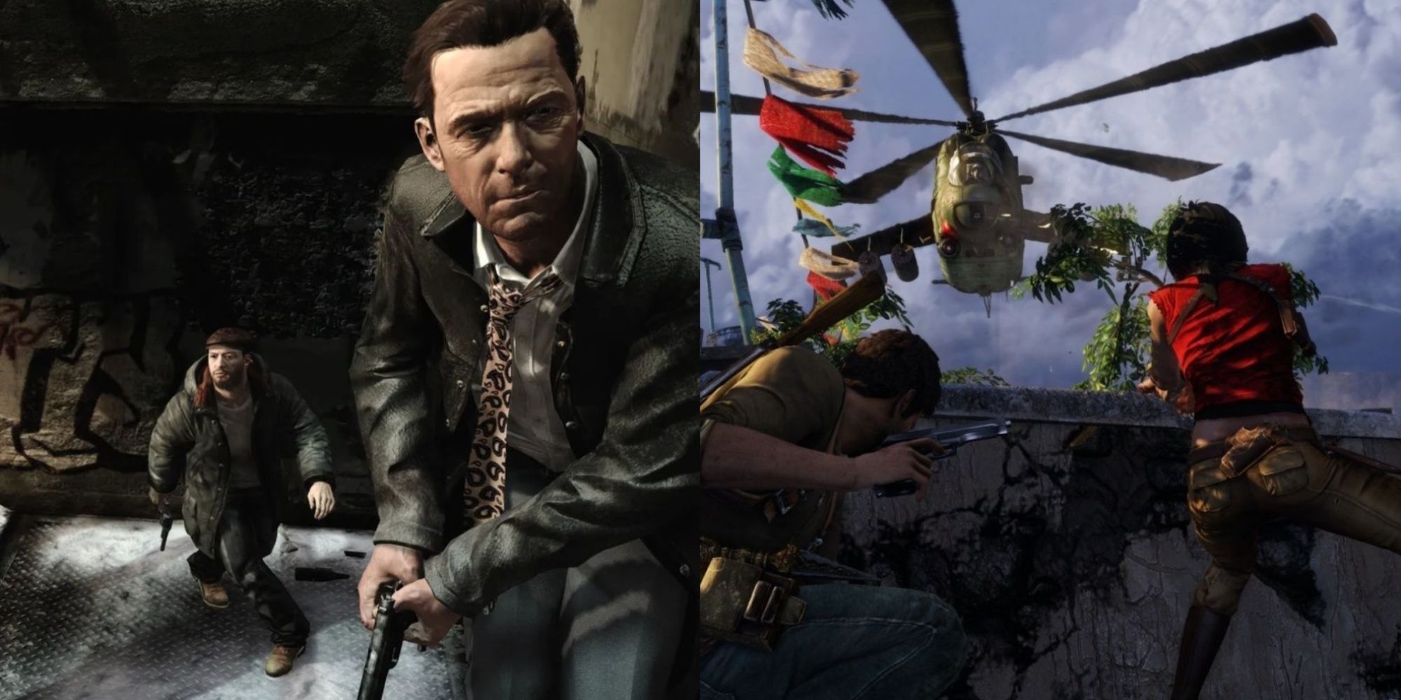 Best PS3 Action Games Featured Split Image Max Payne 3 and Uncharted 2