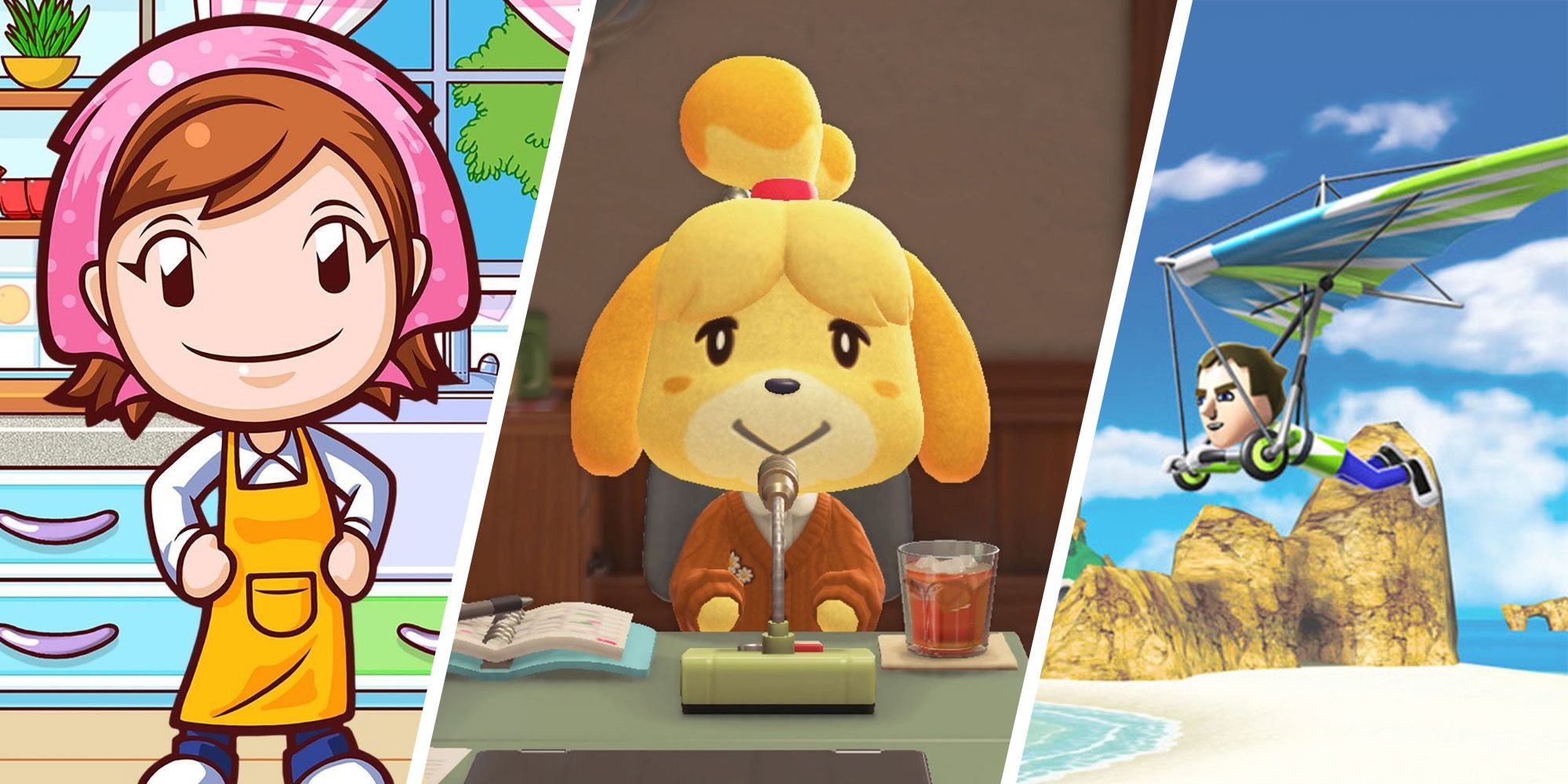 Best Simulation Games On Nintendo 3DS - Cooking Mama, Isabelle Animal Crossing New Leaf, Pilotwings Resort