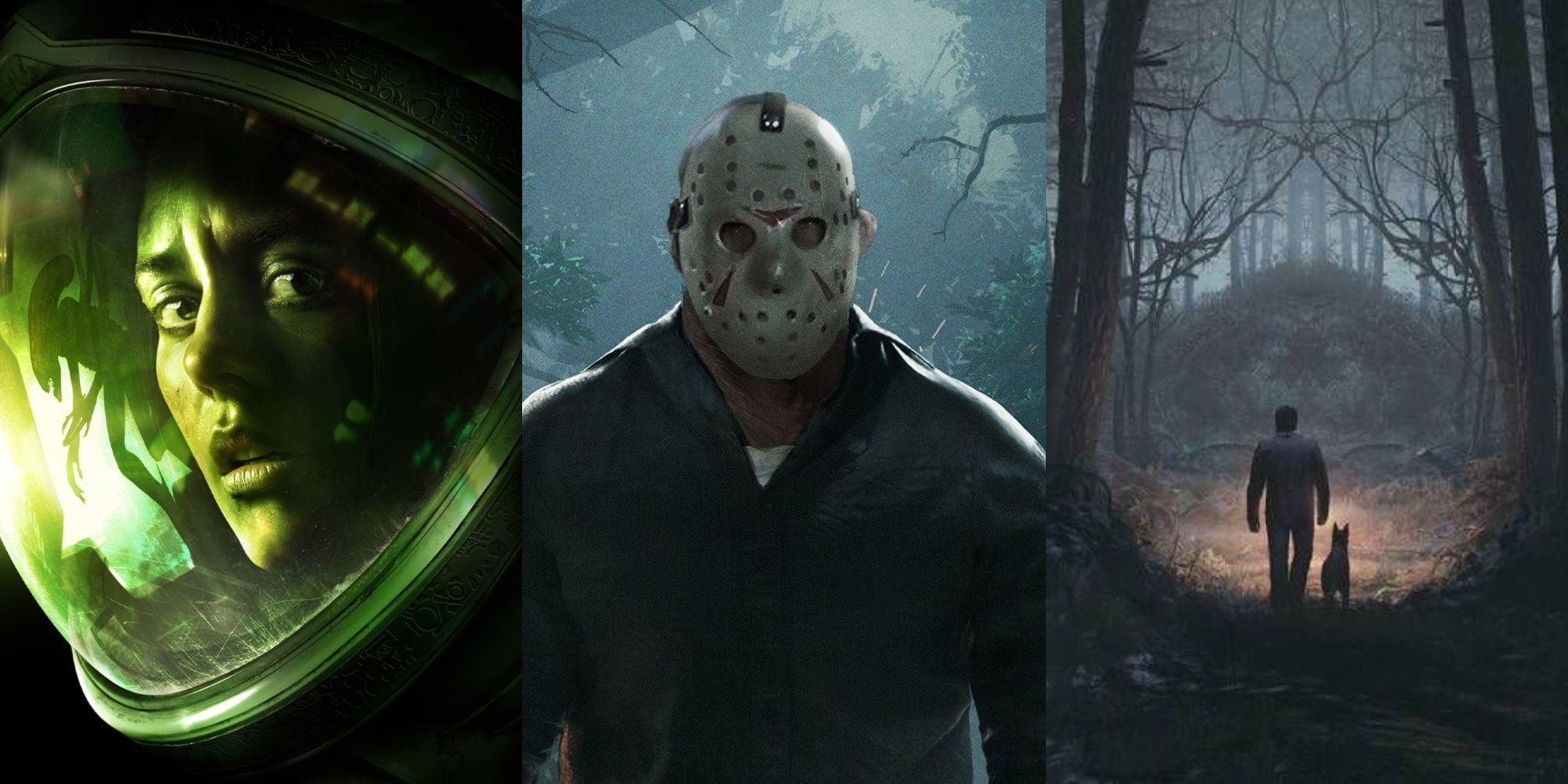 Box art for Alien Isolation and Friday the 13th, and key art for Blair Witch