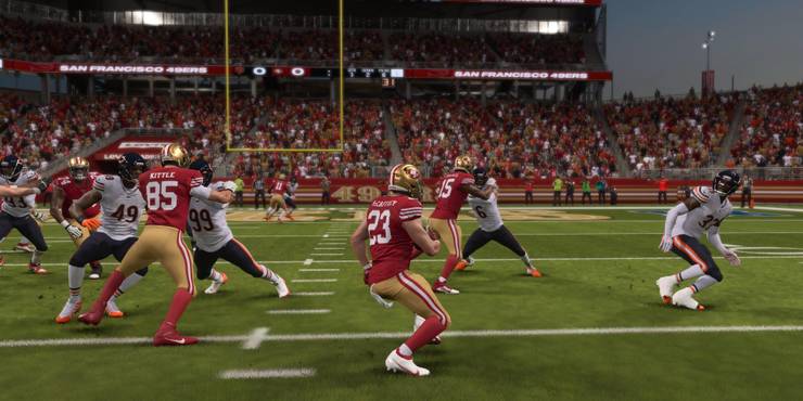 Christian McCaffrey juking defender