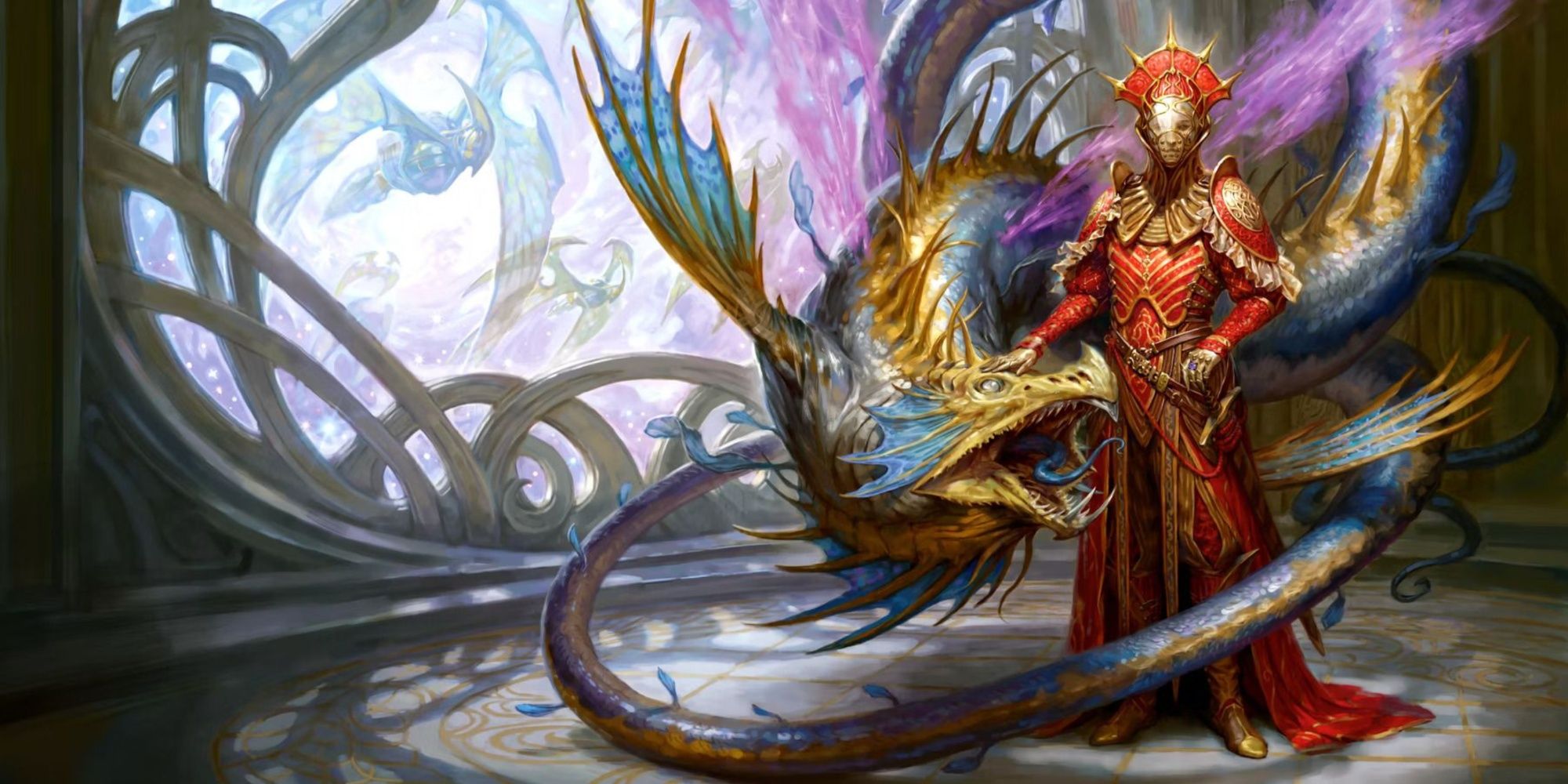 Astral Elf Places Hand On Solar Dragon In Light Of Xaryxis Cover