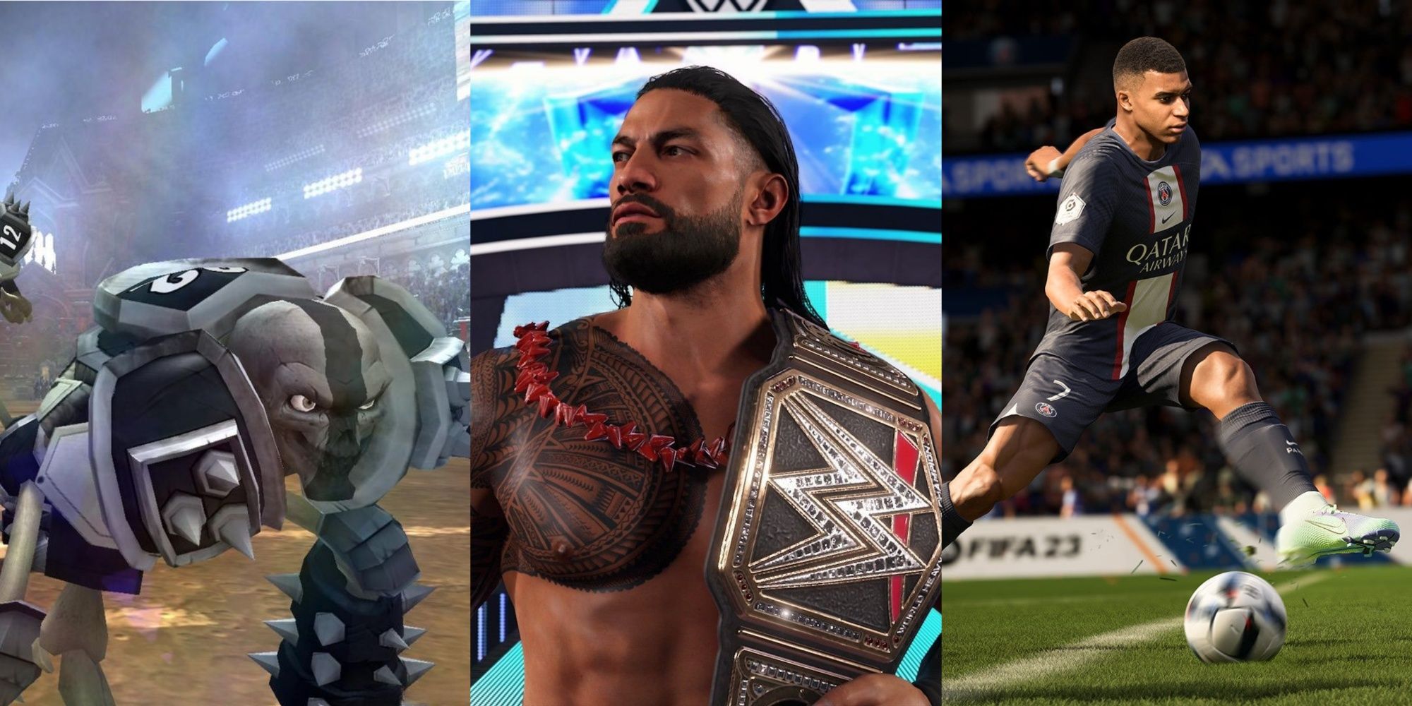 FIFA ft Mbappe on the Ball, WWE ft Roman Reigns, Mutant League ft Skeleton